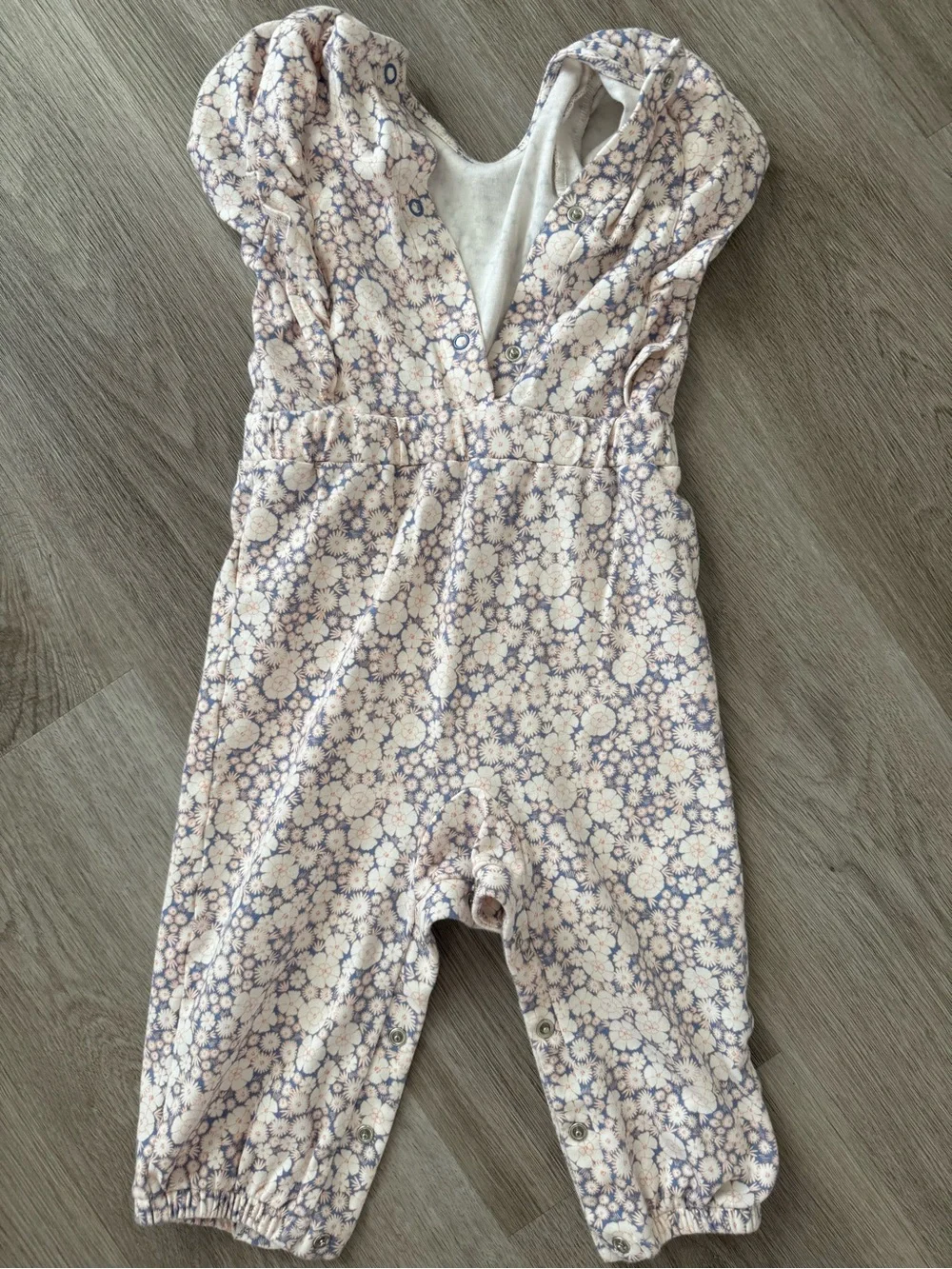 Baby Floral One-Piece Bodysuit in Light Pink and Blue